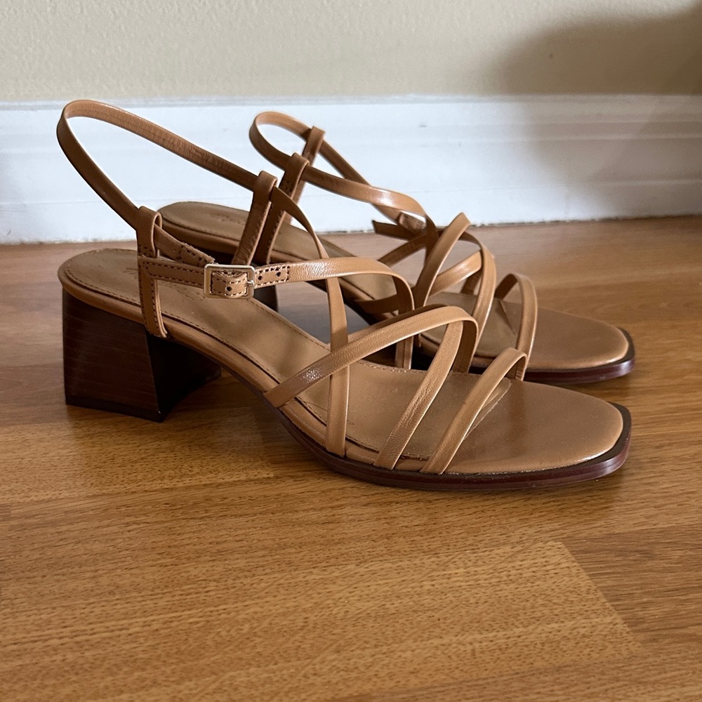 Madewell Tan Strappy Block Heel Sandals